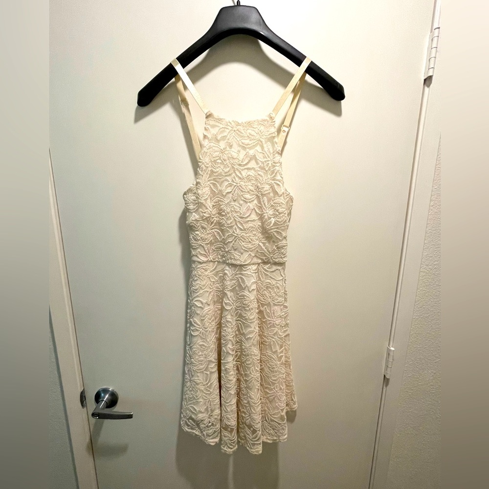 White halter lace dress